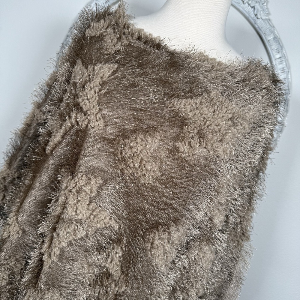 Bijorca Womens Taupe Poncho Sweater Top Eyelash Knit Art To Wear Artsy OS NWT